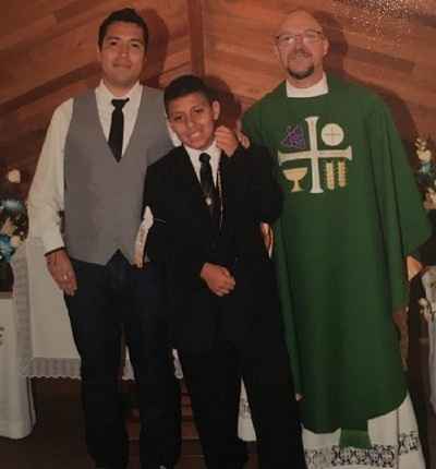 Francisco, his brother, and his priest DACA recipient with brother and priest