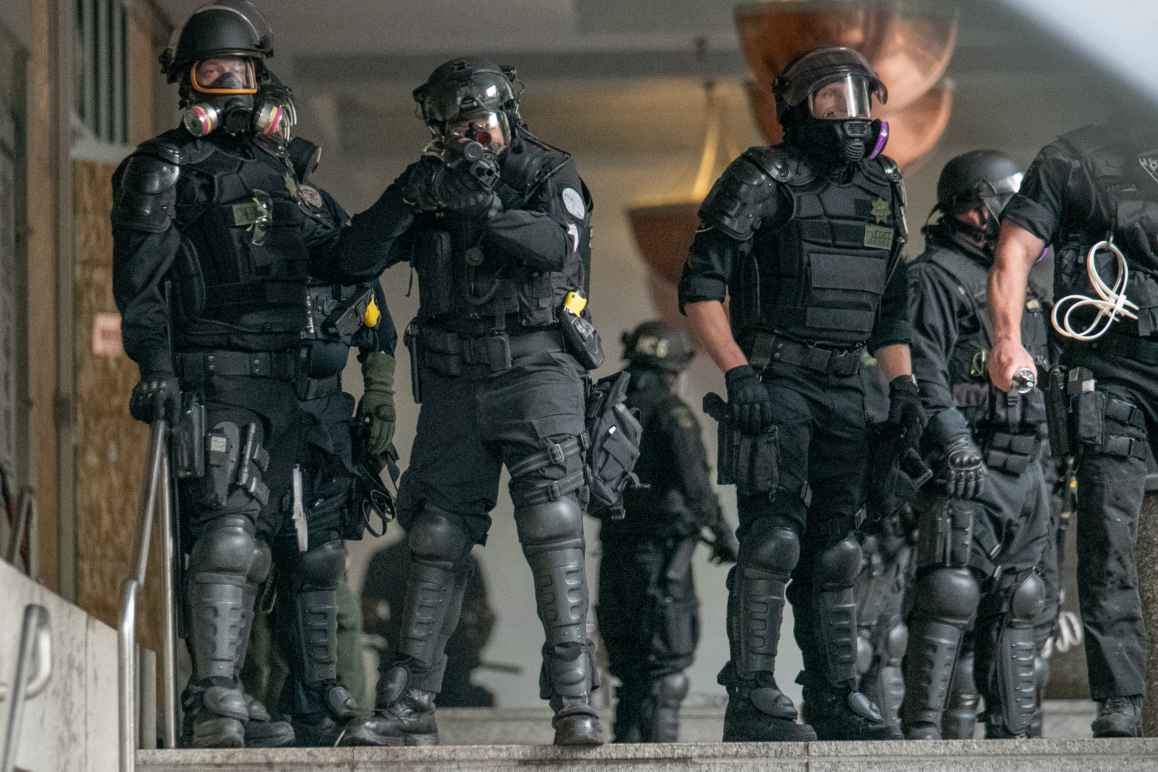 police in riot gear on May 31, 2020 by Doug Brown/ACLU of Oregon