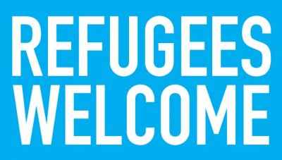 Text reads 'Refugees Welcome'