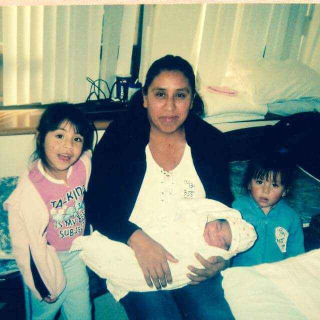 Silvia with her daughters at the birth of her neice