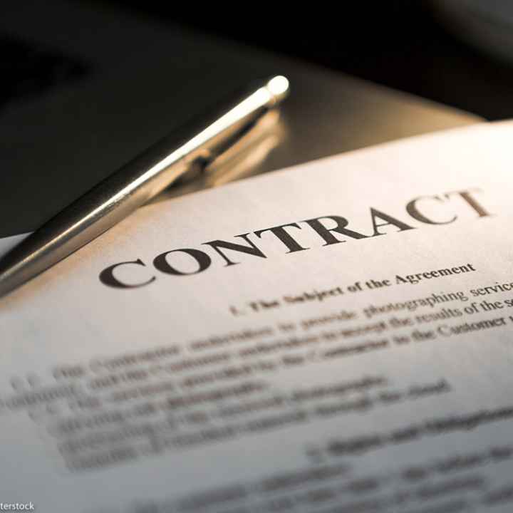 A document that says "contract."