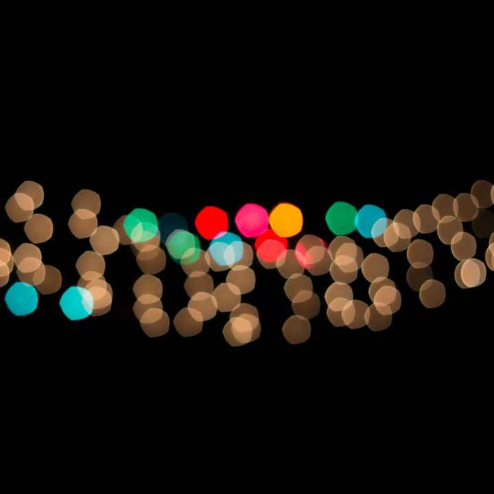 A string of Christmas lights with bokeh effect