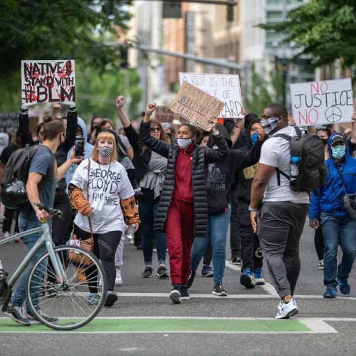Photo of Black Lives Matter protestors in Portland, Oregon