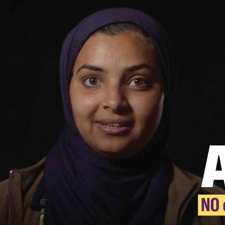video still of woman and the words "No on Measure 105" "ACLU"